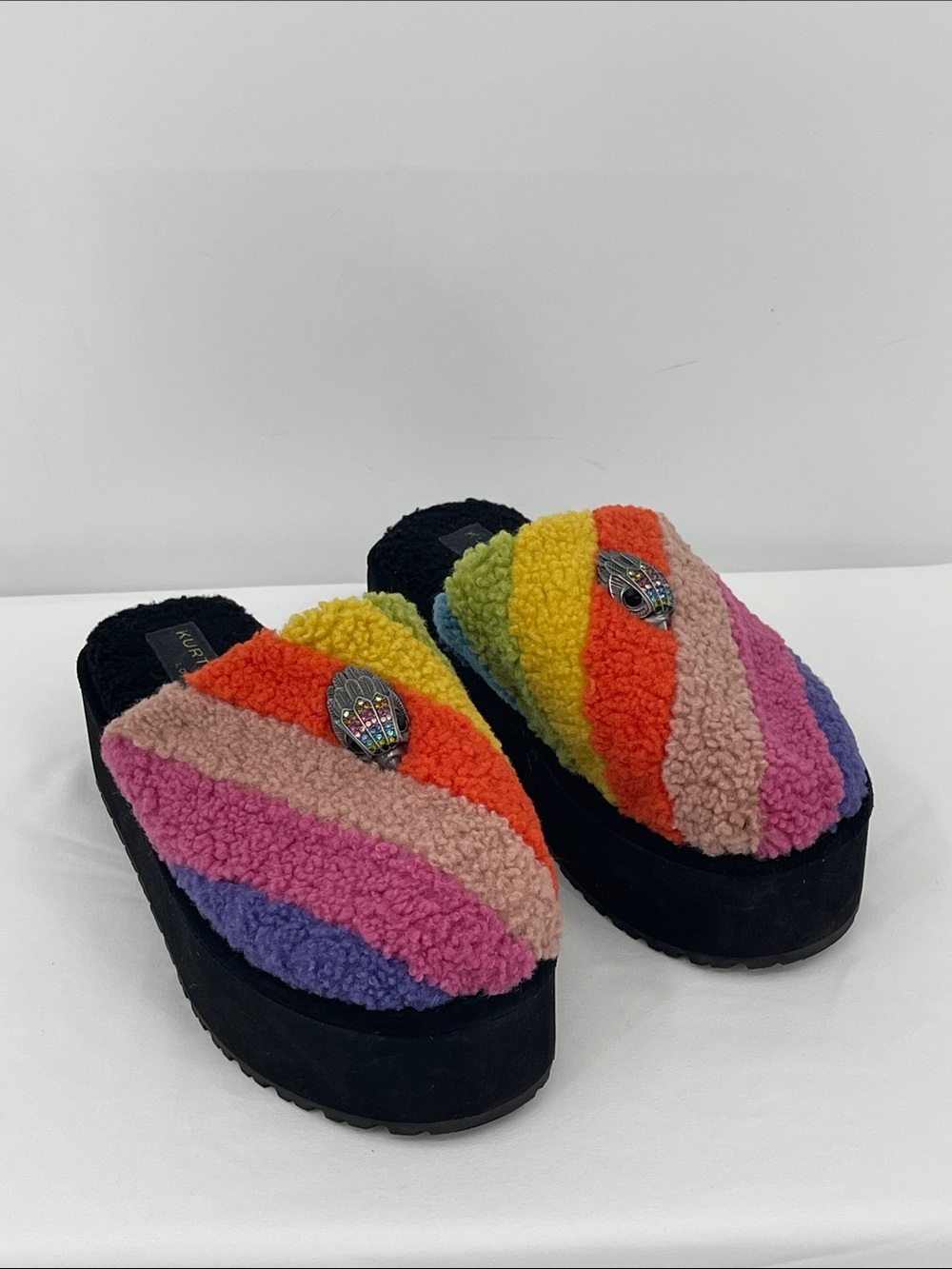 KURT GEIGER Rainbow Sherpa Platform Slide Sandals - MultiCOLORED WOMEN SIZE 38.5